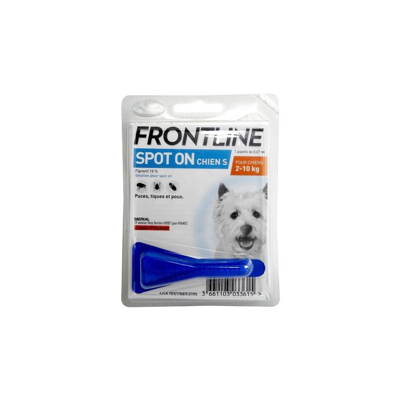 Frontline Spot on chiens Small de 2 à 10 kg - 1 pipette