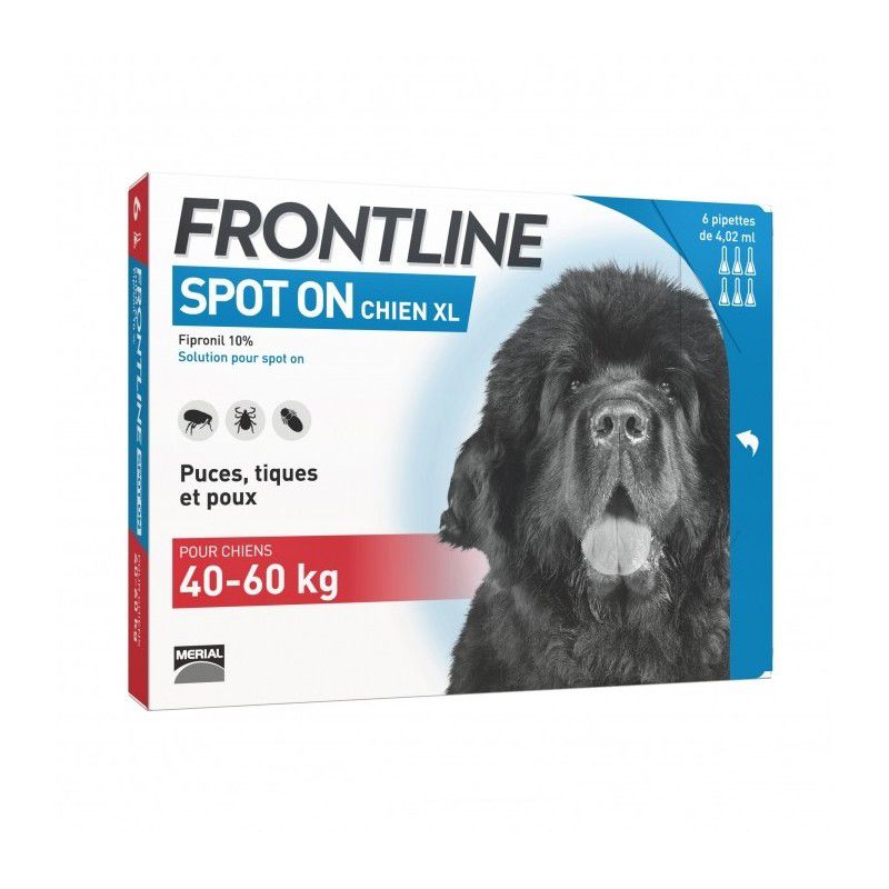 Frontline Spot on chiens XL de 40 à 60 kg 6 pipettes
