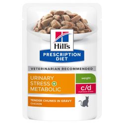 Hill's Prescription Diet c/d Urinary Stress Multicare+Metabolic Sachet Repas pour Chat Poulet 12x85 g