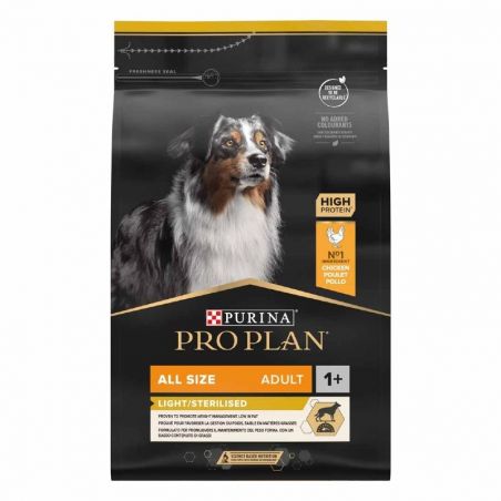 Purina Proplan Chien Adult All Size Light/Sterilised OptiWeight au poulet