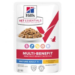 Hill's Vet Essentials Chat Multi Benefit Mature Adult 7+ au poulet - 12 sachets repas de 85 g