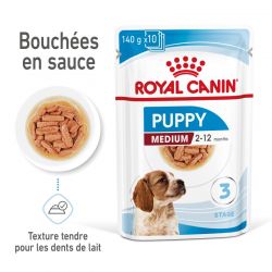 Royal Canin Dog Puppy Medium Bouchées en Sauce 10 sachets de 140 g