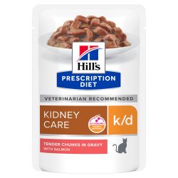 Hill's Prescription Diet K/D Kidney pour Chat au Saumon - 12 sachets de 85 g