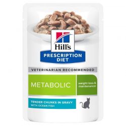Hill's Prescription Diet Metabolic pour Chat au Poisson de l'océan 12 sachets de 85 g