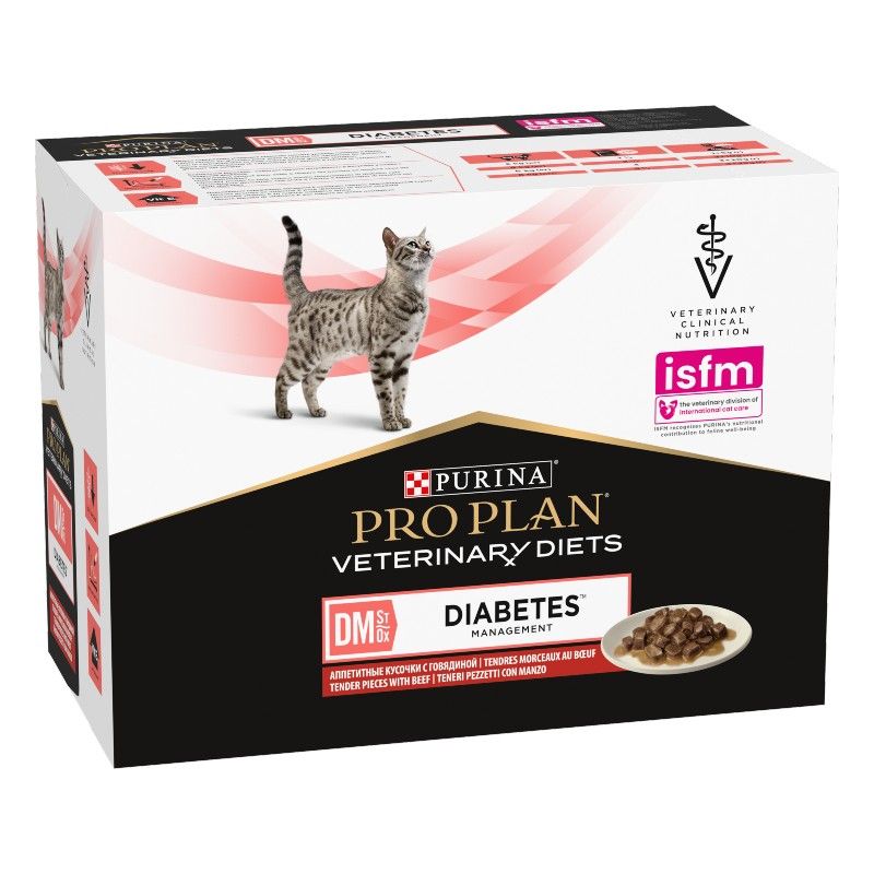 Purina Veterinary Diets Feline DM Stox Diabetes Management Bœuf 10 x 85 g