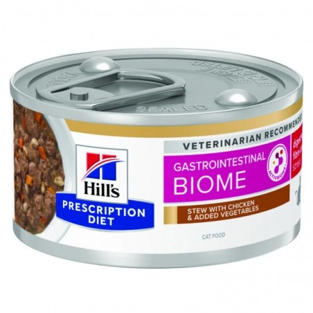 Hill's prescription diet Gastrointestinal Biome Stress pour chat mijotés au Poulet et légumes 24 boîtes de 82 g - JungleVet