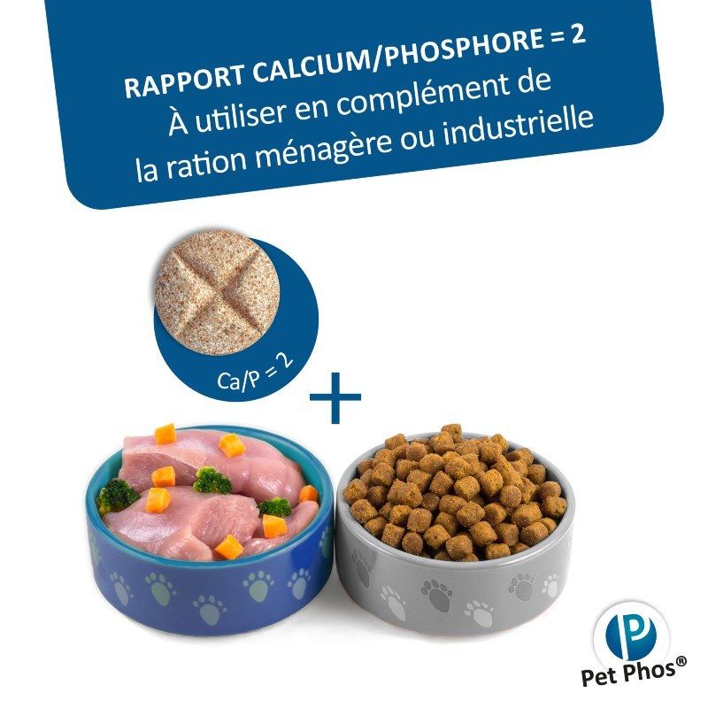 Pet Phos canin Croissance Ca/P 2 grands chiens Boite de 100 cp
