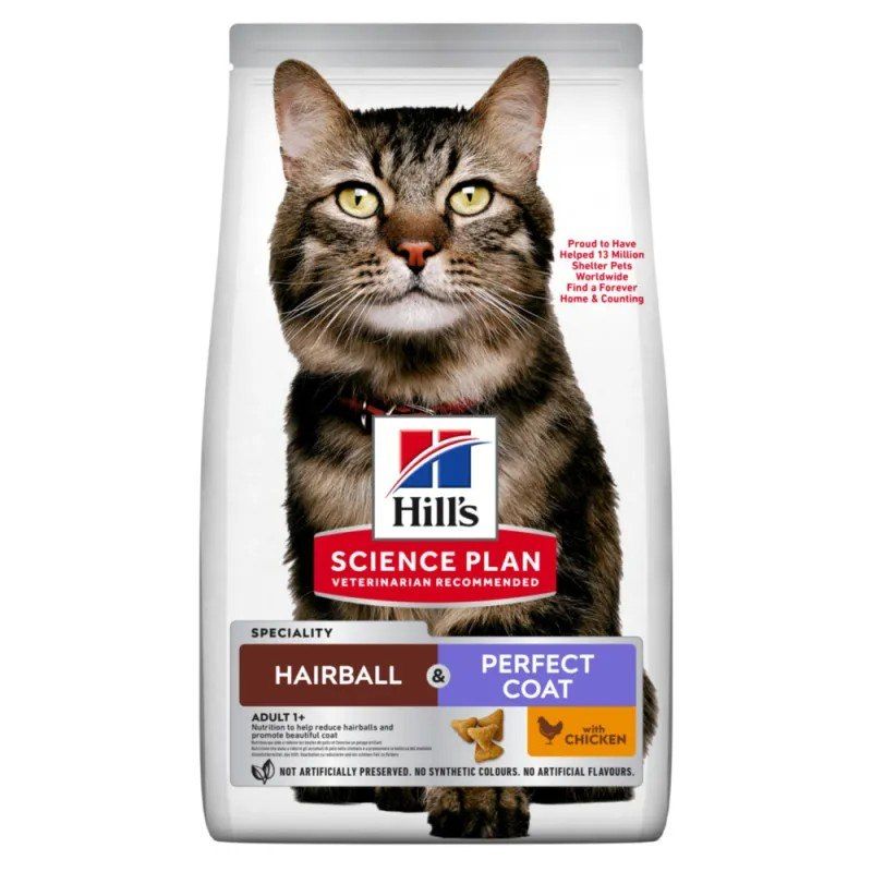Hill' Science plan adult Hairball & Perfect Coat pour chat au poulet