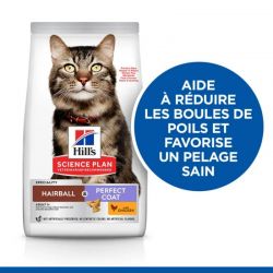 Hill' Science plan adult Hairball & Perfect Coat pour chat au poulet