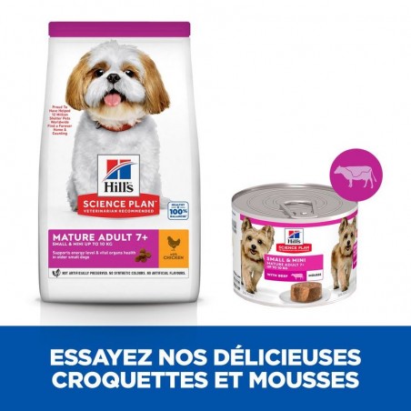Hill's Science Plan chien senior 7+ Small & Mini Boeuf mousse 12 boites de 200 g - JungleVet
