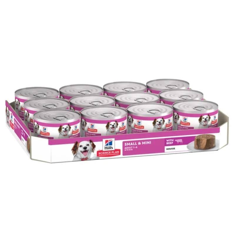 Hill's Science Plan Canine Adult 1 6 Small & Mini Boeuf Mousse 12 boîtes de 200 g - JungleVet