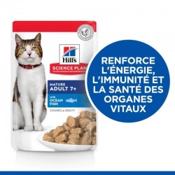 Hill's Science Plan Mature7+ pour chat au poisson de l'océan - 12 sachets de 85 g - JungleVet
