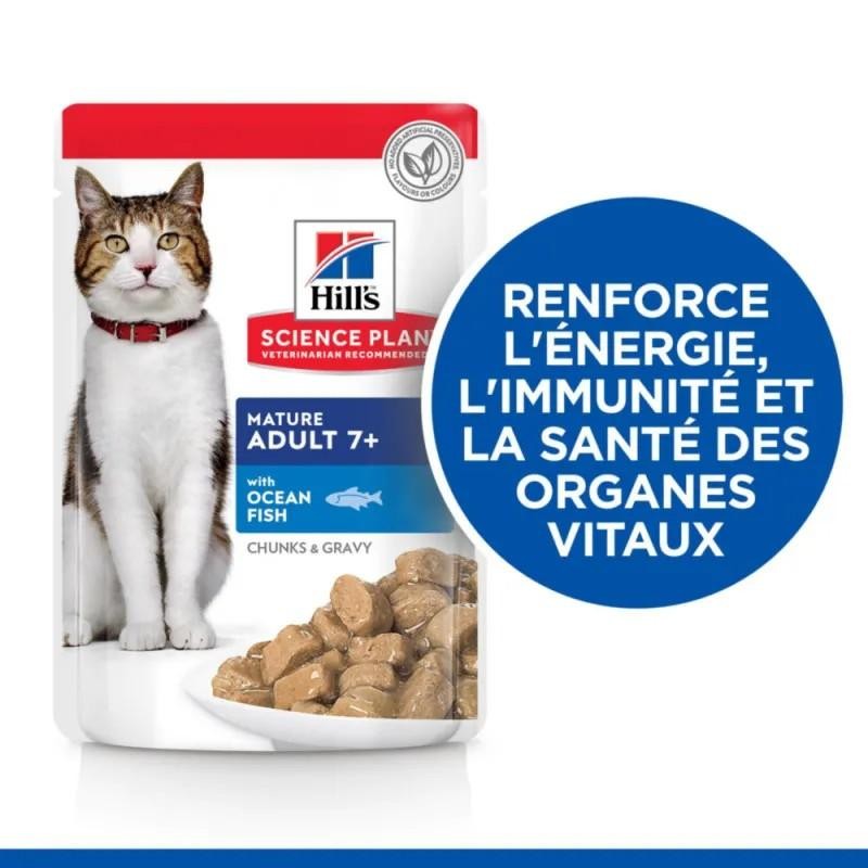 Hill's Science Plan Mature7+ pour chat au poisson de l'océan - 12 sachets de 85 g - JungleVet
