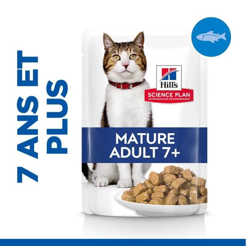 Hill's Science Plan Mature7+ pour chat au poisson de l'océan - 12 sachets de 85 g - JungleVet