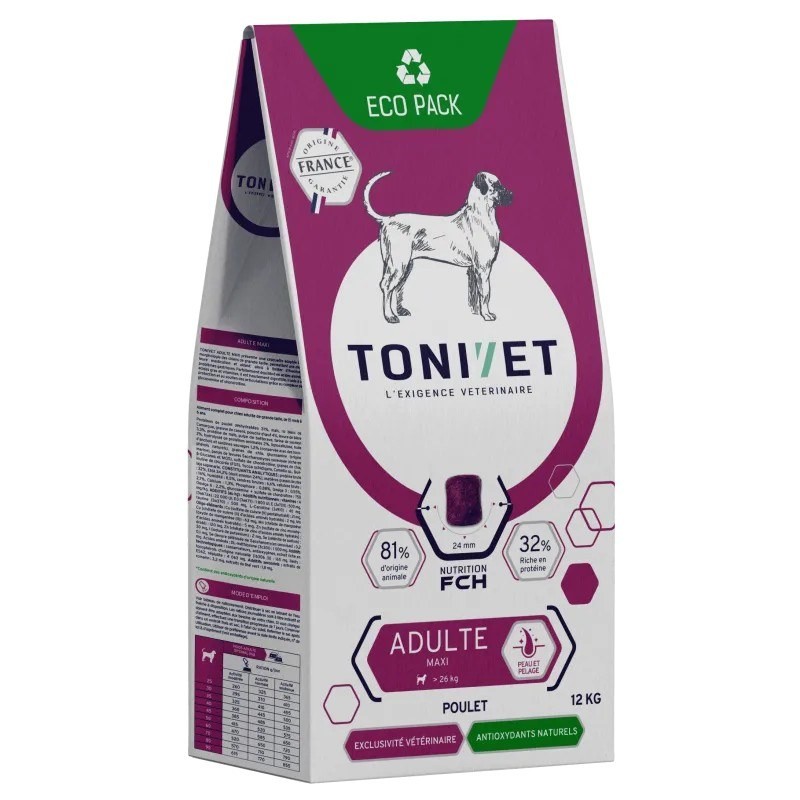 Tonivet Chien Adulte Maxi Poulet sac de 12 kg - JungleVet