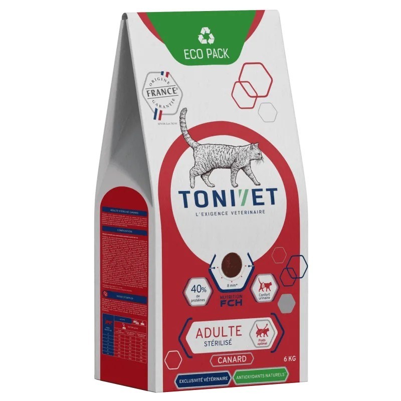 Tonivet Chat Adulte Stérilisé Canard sac de 6 kg - JungleVet