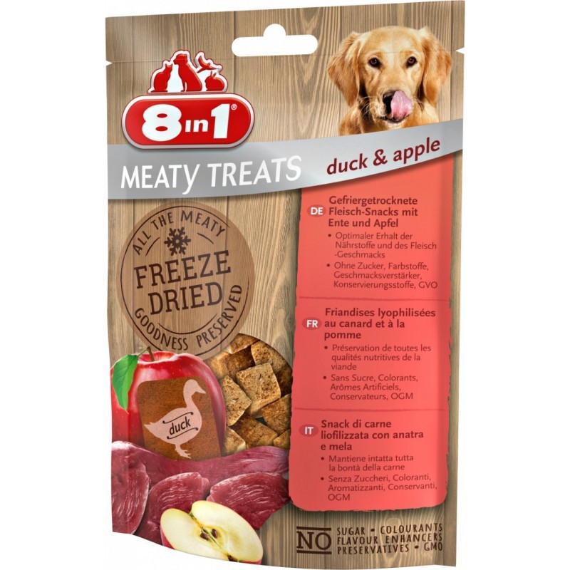 Friandises 8in1 Freeze Dried Meaty Treats Canard/Pommes sachet de 50 g - JungleVet