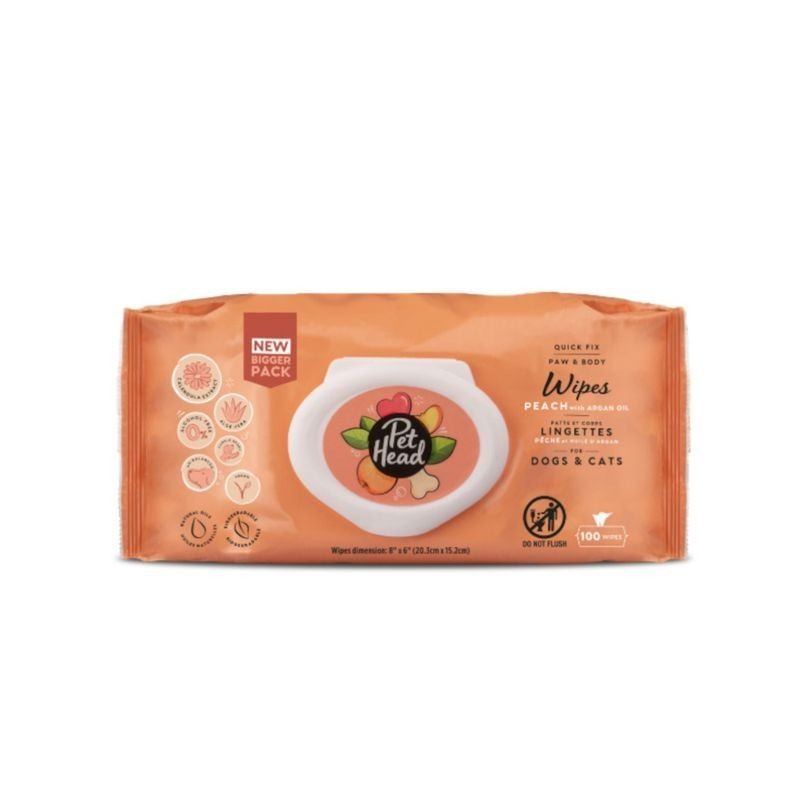 Lingettes Pet Head Quick Fix Doux & Nourrissant boîte de 100 - JungleVet