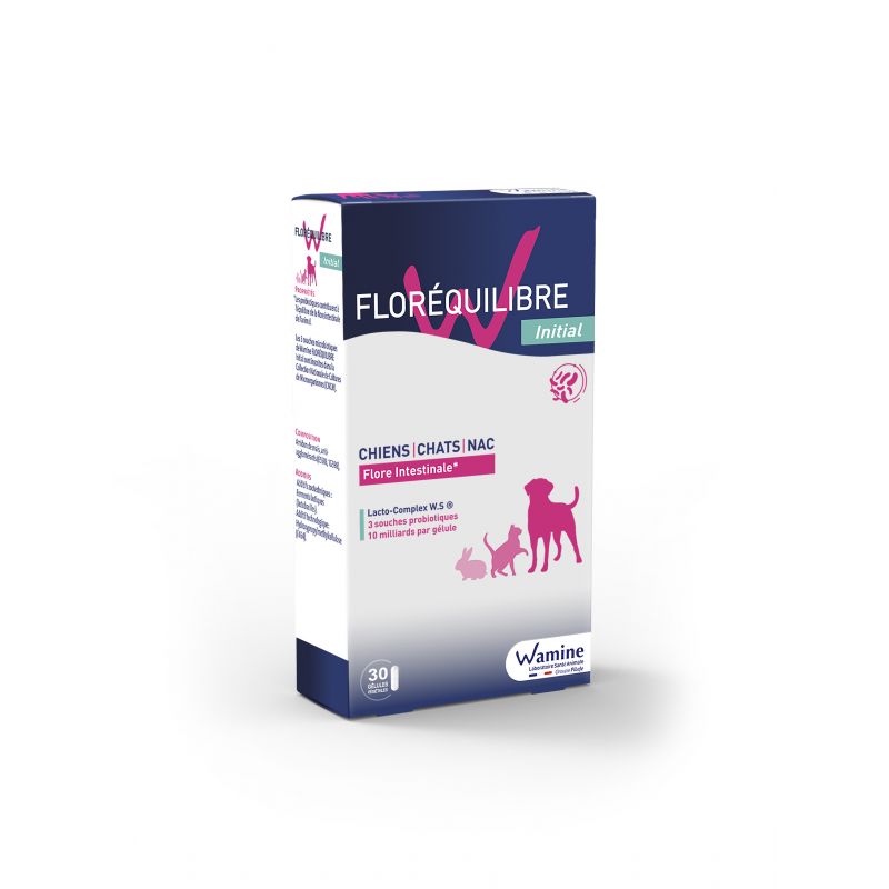 Wamine Floréquilibre Initial pour chiens chats et NAC- 30 gélules