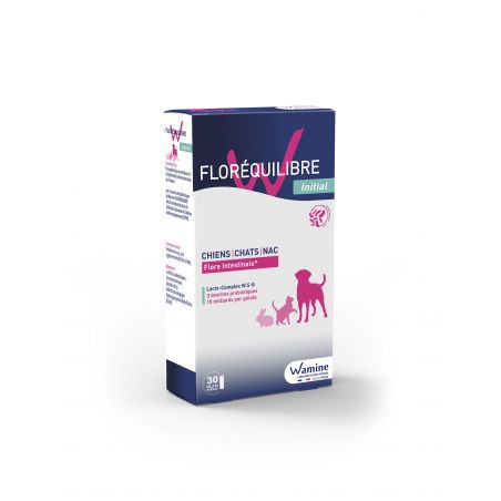 Wamine Floréquilibre Initial pour chiens chats et NAC- 30 gélules