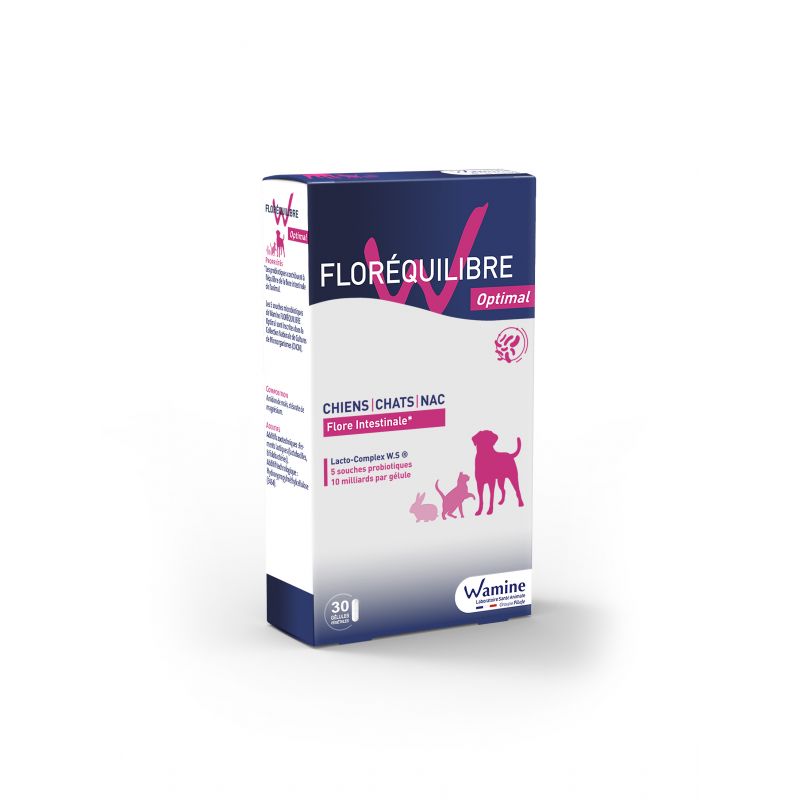 Wamine Floréquilibre Optimal pour chiens et chats - Boite de 30 gélules - JungleVet