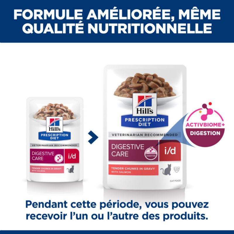 Hill's Prescription Diet i/d Digestive pour Chat et Chaton au Saumon - 12 sachets de 85 g - JungleVet