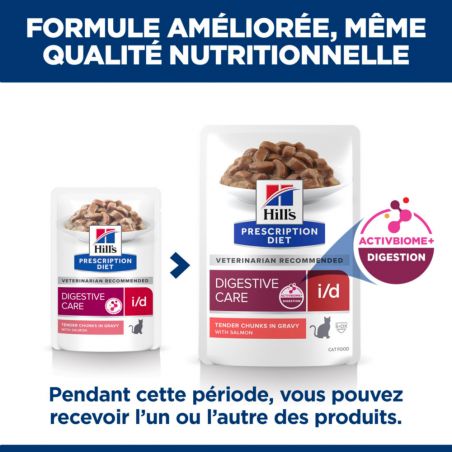 Hill's Prescription Diet i/d Digestive pour Chat et Chaton au Saumon - 12 sachets de 85 g - JungleVet