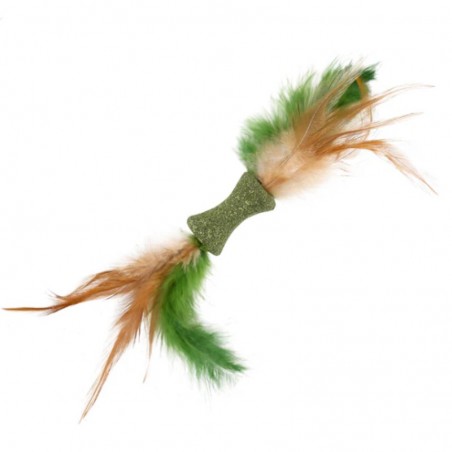 Jouet pour chat Wouapy Bobine double en matatabi à plumes - JungleVet