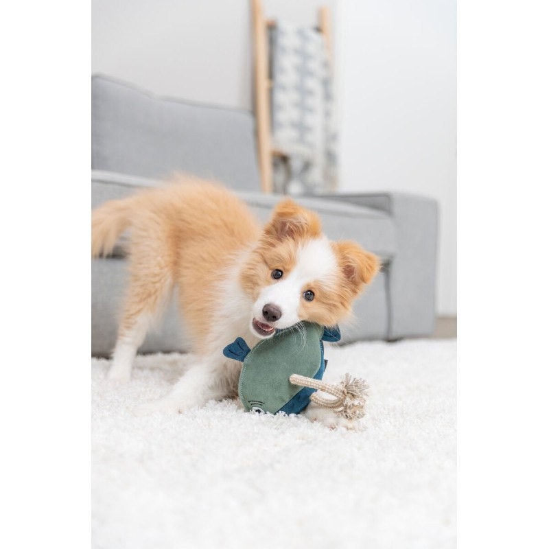 Jouet pour chien Trixie poisson en cuir sur corde - JungleVet