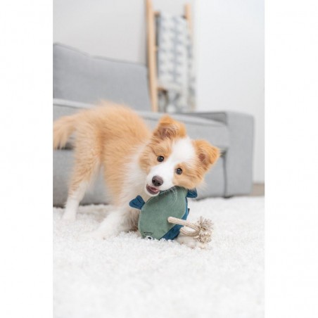 Jouet pour chien Trixie poisson en cuir sur corde - JungleVet