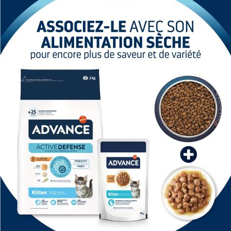Advance Chat Kitten Poulet Sachet Repas - 12 x 85 g