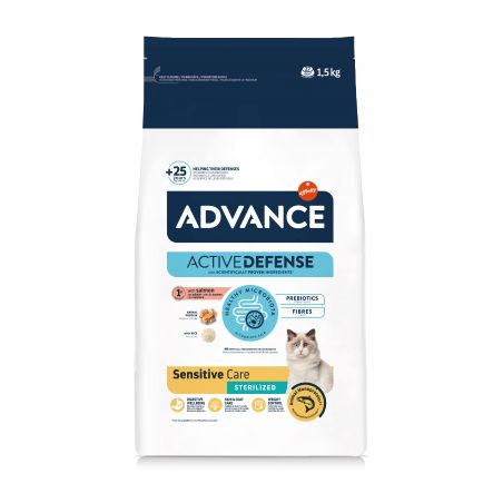 Advance Active Defense Chat Sterilized Sensitive Care Saumon sac de 1,5 kg