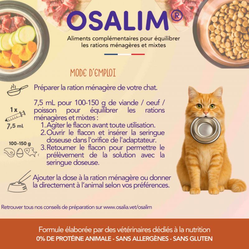 Osalim Physio + Chat - Flacon de 300 ml + seringue - JungleVet