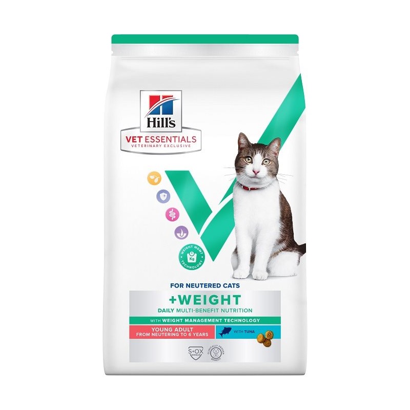 Hill's Vet Essentials Chat Multi Benefit+Weight Young Adult Saumon - JungleVet