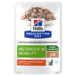 Hill's Prescription Diet Chat j/d Metabolic + Mobility Poulet - 12 sachets de 85 g - JungleVet