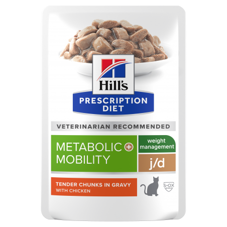 Hill's Prescription Diet Chat j/d Metabolic + Mobility Poulet - 12 sachets de 85 g - JungleVet