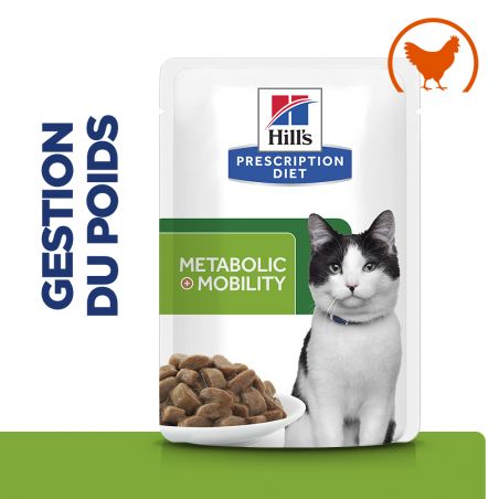 Hill's Prescription Diet Chat j/d Metabolic + Mobility Poulet - 12 sachets de 85 g - JungleVet